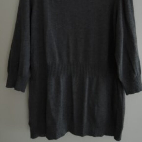 Ladies Top Size XL Open Front Cardigan Heather Gray Ribbed Knit 3/4 Sleeve NEW - Picture 6 of 10